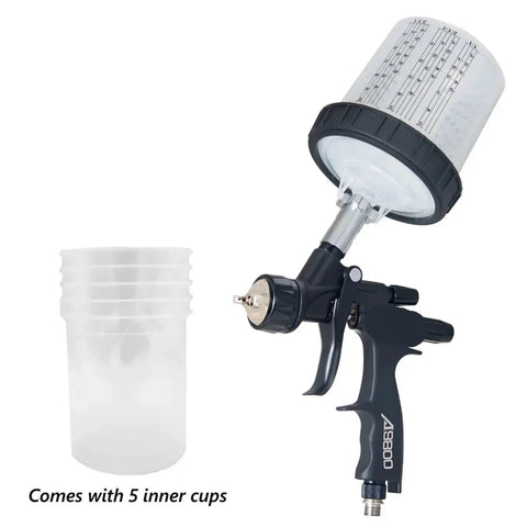 Pro Setup 1.3Mm Pneumatic Spray Gun For Rolling Out Dope Automotive Topcoats And Heavy Duty Furniture Varnish With A Slick Water Based Green Primer Finish with 5 inner cups