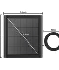 8W Solar Panel Charger For Outdoor Security Cameras With 10ft USB C Cable, solar panel dimensions and cable shown.