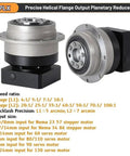Smooth Slick Circular Flange Helical Planetary Gearhead Low Backlash Speed Reducer for Nema 23 34 servo motor with multiple input sizes.