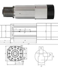 Badass 9KW ATC Spindle With Air Cooling And ISO30 Tool Holder Chuck technical drawing and dimensions for CNC milling rigs.
