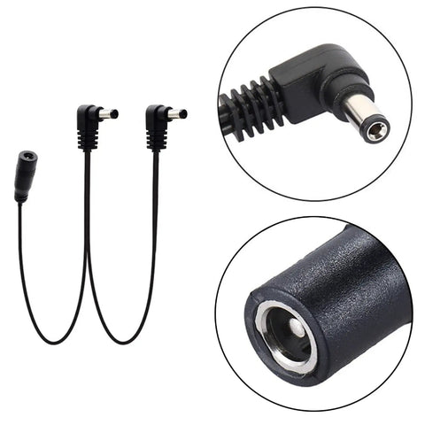 1 To 2 Guitar Pedal Power Cable Daisy Chain For 9V DC Effects Boards With Copper Core Durability Easy Run For Pedalboard Power Supply Keeps Your Rig Juiced And Tidy showing black copper core connectors