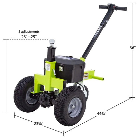 Tow Tuff Electric Trailer Dolly With 3500 Lb Capacity, heavy duty handcart with dimensions 44.75" x 23.625" x 36".