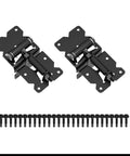 Two Pack Self Closing Gate Hinges For Wooden Fences Built To Last Heavy Duty Stainless Steel Gate Closer Hinges With Screws Durable Fence Hardware For Smooth Automatic Closing And Secure Outdoor Gate Performance. black pair of self-closing gate hinges with screws