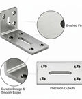 Beefy Heavy Duty Stainless Steel L Bracket For Furniture Repair And Cabinet Reinforcement, Shelf Support, 3.3 x 2.2 inches, close-up
