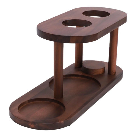 Kick Start Your Daily Grind With This Straight Fire Solid Wood Pour Over Coffee Station Featuring An Elevated Dripper Stand, wood coffee stand with slots.