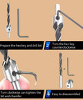 Step-by-step guide showing Must Have 23 Piece Woodworking Chamfer Countersink Drill Bit Set With Hex Shank HSS Five Flute 90 Degree Bits