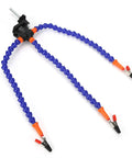 Flexible Helping Hand Soldering Tool Set With Adjustable Arms And Aluminum Base for PCB assembly and crafts, two blue arms visible