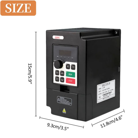 2.2kW 380V VFD Inverter Drive For Single To 3 Phase CNC Spindle Motor, 0 To 2000 Hz PWM Control, 5A Output dimensions 15x11.8x9.3cm