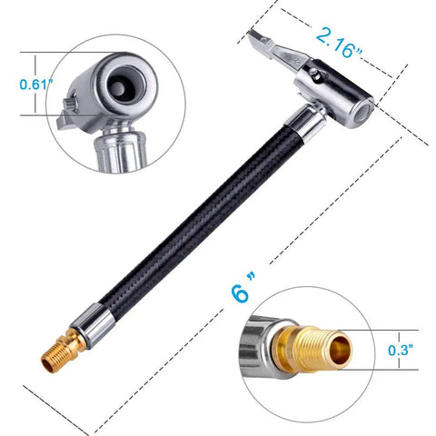 Heavy Duty Tire Inflator Hose Adapter With Twist On To Lock On Connection And All Metal Lock On Air Chuck And Air Hose