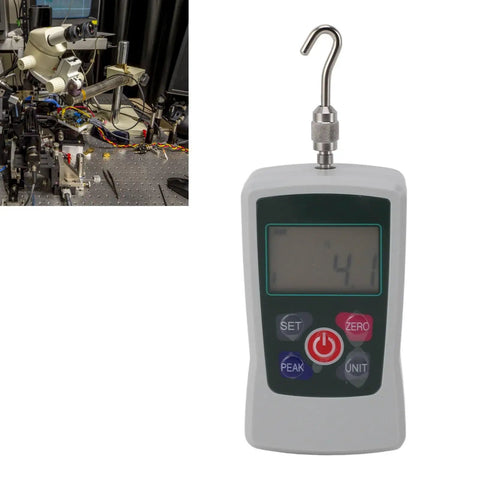 Mini Digital Force Tester 100N Push Pull Gauge With Built In Sensor, handheld lab force tester with hook accessory