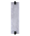 22" Natural Square Alabaster Marble Modern Bathroom Black Wall Sconce with black accents on a flat surface.