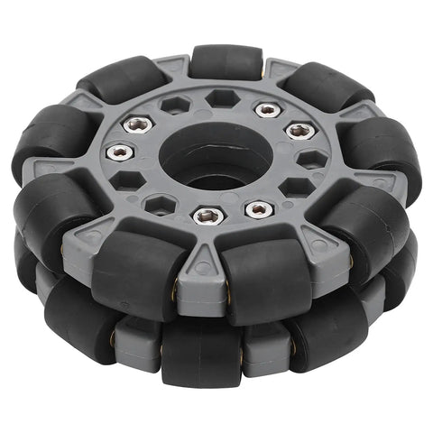100mm Double Plastic Omnidirectional Wheel With Nylon Body, 360 Degree Movement, 20kg Load Capacity, Durable Robotic Wheel