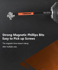 Close-up view of a 12 Piece PH2 Phillips Bit Set Magnetic Impact, S2 Steel, One Quarter Inch Hex Shank, showing magnetic tip.