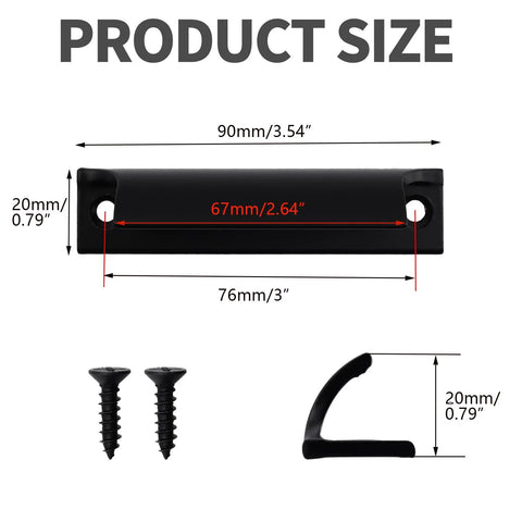 Aluminum Alloy Window Sash Lift Handle Set Black 2 Pieces for Sliding Windows showing dimensions with screws included