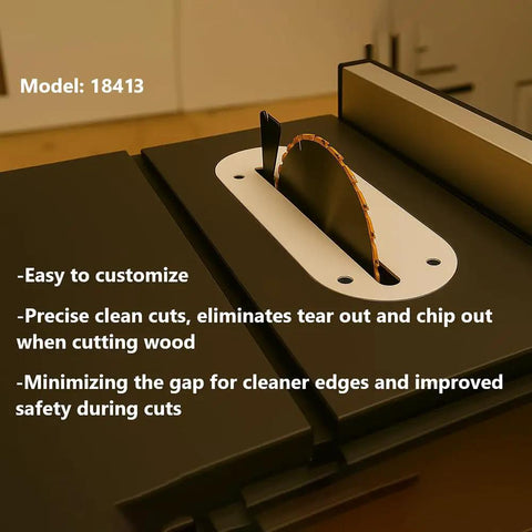 Zero Clearance Table Saw Insert Throat Plate For Safer Cleaner Cuts, Closes Gap For Thin Offcuts, Delta Style Compatible