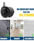 Amazon Office Chair Wheels Casters 5-pack, black, heavy-duty silent with 7/16 in × 7/8 in stem for hardwood, carpet, tile floors
