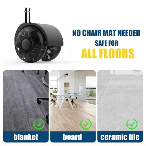 Amazon Office Chair Wheels Casters 5-pack, black, heavy-duty silent with 7/16 in × 7/8 in stem for hardwood, carpet, tile floors