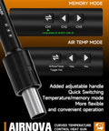 Beastly 1200W Smart Hot Air Rework Station With Flare Nozzle showing memory and air temp modes, curved temperature control.