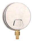 Back view of 4 Inch Glycerin Filled Plumbing Pressure Gauge Zero To One Hundred Sixty Psi With Stainless Steel Case One Quarter Inch NPT Lower Mount