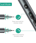 Close-up of 28 In 1 Cordless Electric Screwdriver Kit With 24 Bits, showing dual mode buttons for forward and reverse motion.