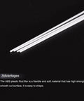 Close-up of ABS plastic round rods, 0.5mm by 250mm white, for DIY model making and architectural projects, pack of 25.