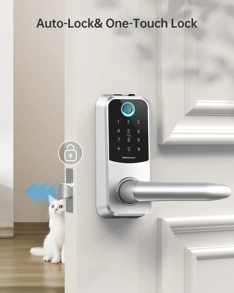Smart Door Lock No Fuss With Keypad And Fingerprint Biometric Bluetooth Digital Entry For Home Or Apartment on door