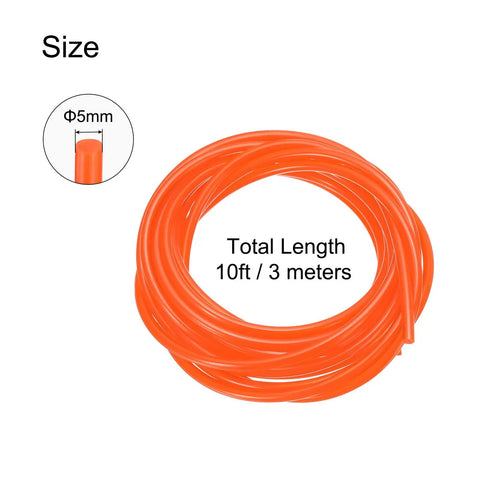 5mm Diameter Polyurethane Round Belt, 3 Meters Long Orange Smooth Surface Drive Belt Coiled for Transmission Systems