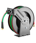 Auto-Rewind Welding Hose Reel For 1/4-Inch X 50-Foot Twin Oxygen Acetylene Rubber Hose Up To 300 PSI with non-snag rollers