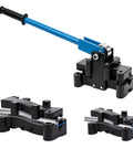 Heavy Duty 2-In-1 Emt Pipe Bender With Offset Design showing long handle and dual mold sets for half and three quarter inch conduits.
