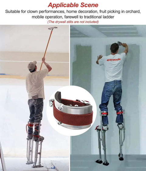 2 Pack Drywall Stilt Replacement Parts Leg Straps Kit with metal plates and foam padding used for plastering and painting