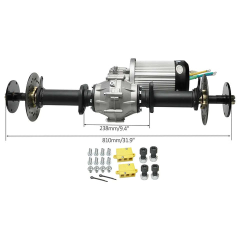 32 Inch Golf Cart Rear Differential Axle Kit With 60V 3000W Brushless Motor And Five 12V 20Ah Batteries for DIY vehicles