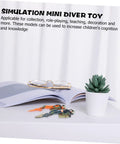 Set Of 2 Cool Realistic Scuba Diver Figures For Your Fish Tank, PVC Aquarium Decor Ornaments beside book and plant on desk