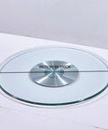 Tempered Glass Lazy Susan Turntable for Dining Tables showcasing multiple sizes with smooth design and safe edges.