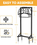 Diagram of Beefy Garden Hose Holder With Storage Basket And Tool Hooks Freestanding Metal Hose Stand dimensions