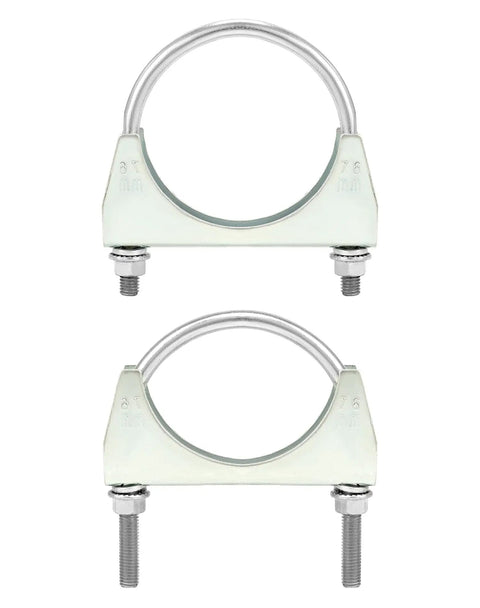 U Bolt Muffler Tip Exhaust Hook Set For DIYers, 2 Pack 3 Inch OD Universal Silencer Clip, Steel Exhaust Pipe Clamp