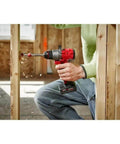 Lightweight Brushless Cordless Drill Driver Featuring 1/2 Inch Keyless Chuck And Mechanical Clutch No Nonsense Bare Tool used for drilling wood.