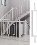 Heavy Duty White Steel Banister Rails And Stair Spindles For Indoor Outdoor Deck Porch Balcony Railing Posts Floor Mount Vertical Columns 85Cm 95Cm Bulk Pack Of 25 Hassle Free Install Kit in a modern indoor stairway.