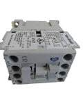 Close-up of 100-C12D10 100-C IEC Contactor for industrial control panels, showing front view with labels and connections.