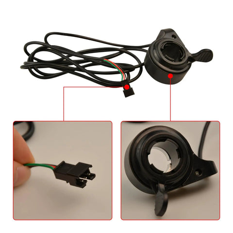 Thumb Throttle Speed Controller For E Bike And Electric Scooter, Universal 22mm Handlebar Thumb Throttle With Three Wires, Finger Accelerator For 12V To 72V Systems, Easy Install, 180cm Cable Length