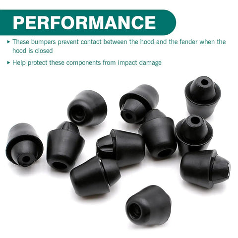10 Pack Heavy Duty Automotive Rubber Hood And Trunk Mounds Elastic Door Damper Buffers in black for noise reduction and protection.