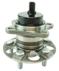 Rear Wheel Bearing And Hub Assembly For Toyota Prius 2010 2015 And Prius Plug In 2012 2015 Direct Fit Replacement For A Smooth Ride And Easy Install No Fuss shown in a close-up view with visible pre-assembled components for easy installation.