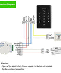 Connection diagram for Rock Solid Stand Alone Door Access Control Keypad With 125 Khz Proximity Reader And Password Code Combo.