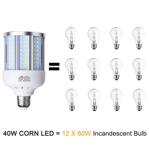 40W LED Corn Light Bulb 280W Equivalent 6500K Cool Daylight White E26 E27 replacing multiple incandescent bulbs, energy saver