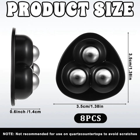 Side and top view of Eight Pack Self Adhesive Caster Wheels For Heavy Appliances With 360 Degree Swivel Rollers And Strong Grip Pads