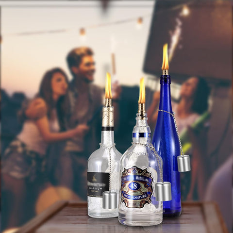 Wine Bottle Torch Wick Kit 3 Pack For Outdoor Lighting And DIY Torch Decor Easy Continuous Burn Wicks on bottles