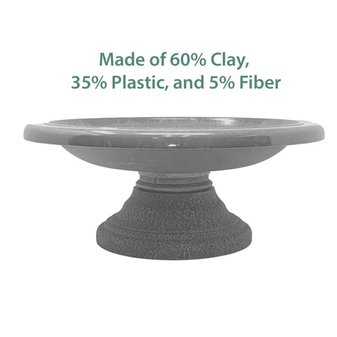 Fiber Clay Bird Bath With Gloss Azure Blue Bowl Grab And Go Low Profile Base 19 Inch Diameter 7.5 Inch Height Lightweight