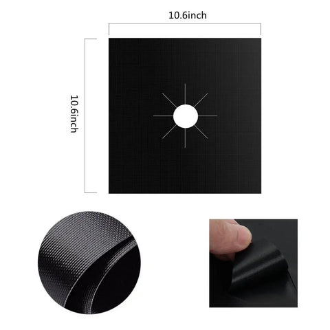 Two Pack Gas Stove Burner Covers 0.2mm Double Thickness Reusable Gas Range Protectors For 30 Inch Stoves black texture closeup.