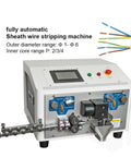 High Precision Automatic Computer Cable Cutting And Stripping Machine For Sheathed Wire, features control panel and precision rollers.