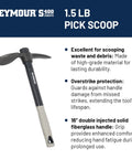 Heavy Duty Pick Scoop 1.5 Lb Pro Grade Tool With Fiberglass Handle Cushioned Grip And Overstrike Protection showcased