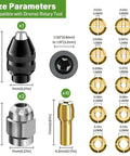 15 Piece Drill Chuck Collet Kit for Rotary Tools 0.8 To 3.2mm Shank Quick Change Keyless Replacement 4486 With Brass Collet Nut 4485